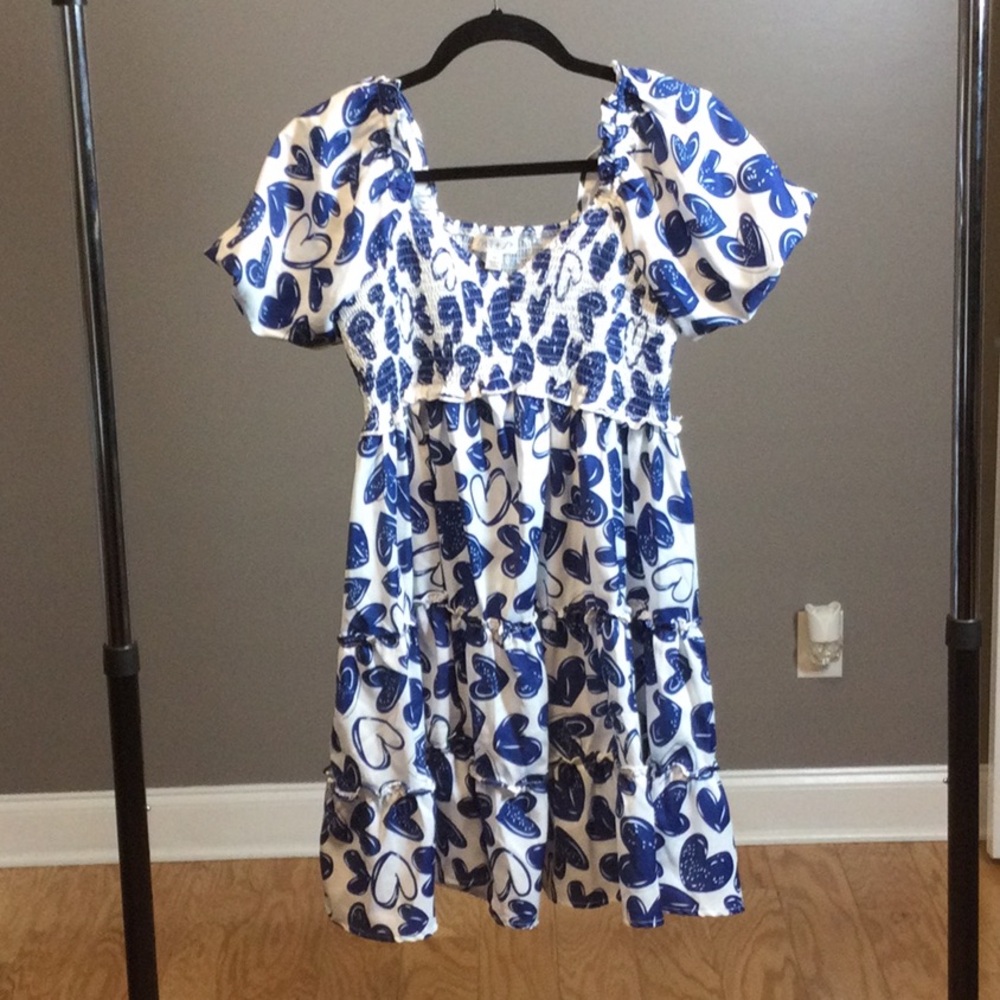 M She + Sky blue heart ruffle dress